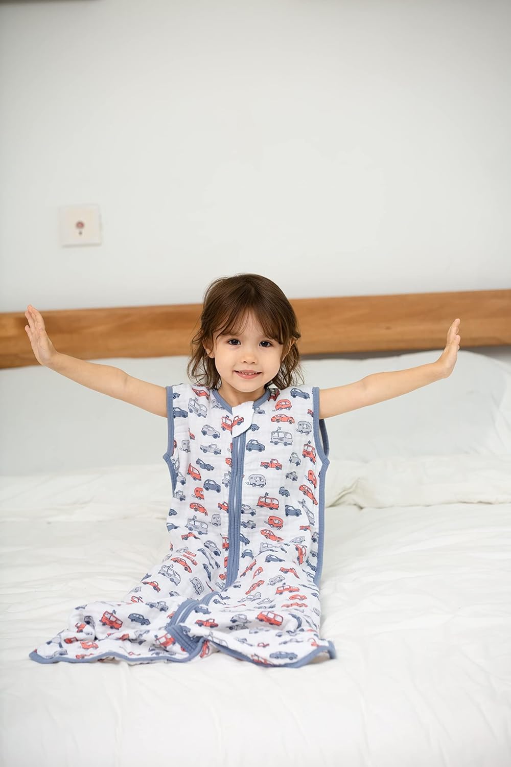 Baby Sleep Sack 0-6 Months Wearable Blanket for Babies 100% Organic Cotton 2-Way Zipper YKK 0.5 TOG Toddler Sleeping Sacks Cars