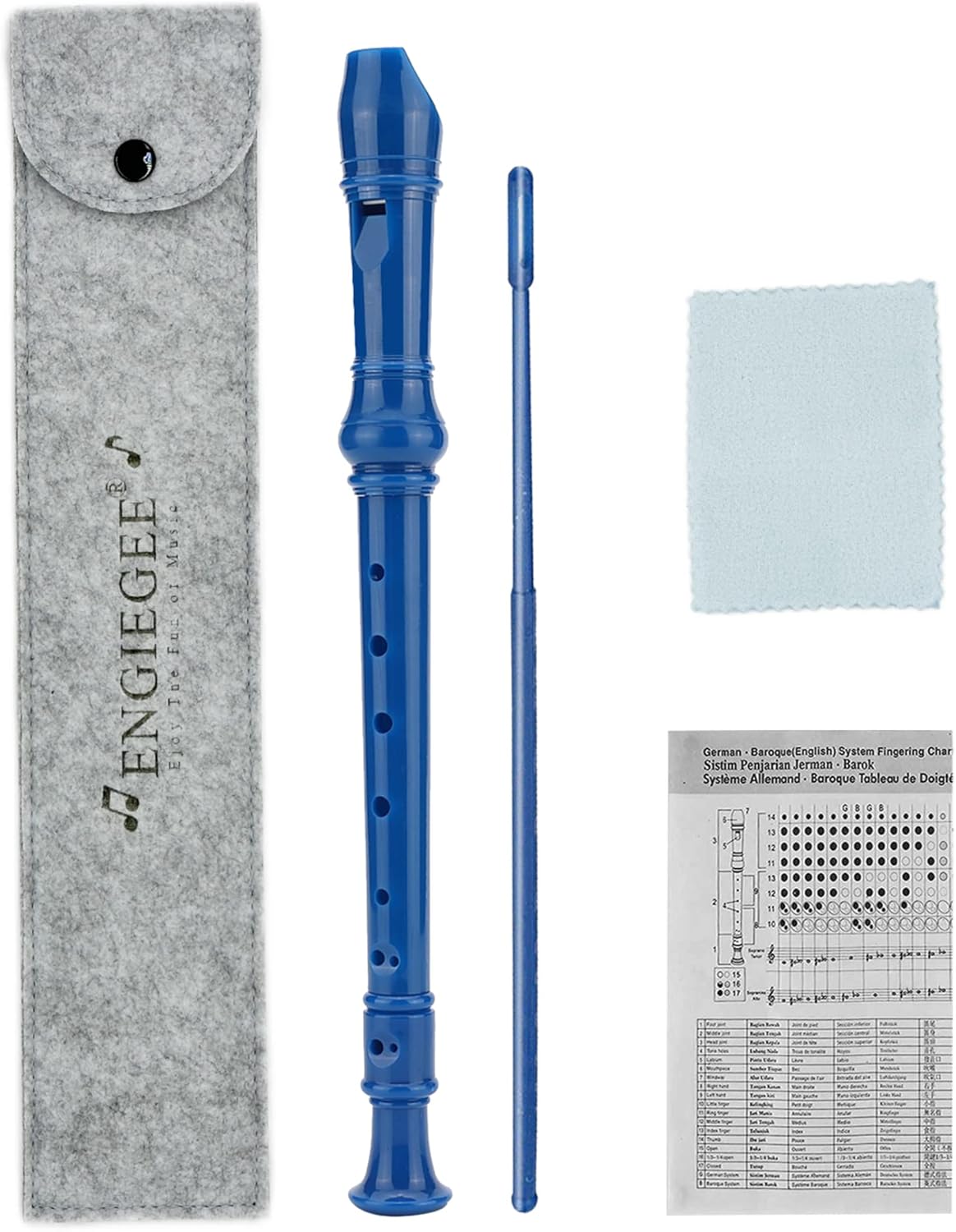 SJOYS 8-Hole Soprano Descant Recorder Kids Music Flute with Cleaning Rod & Case Bag For School Student Home Entertainment Blue