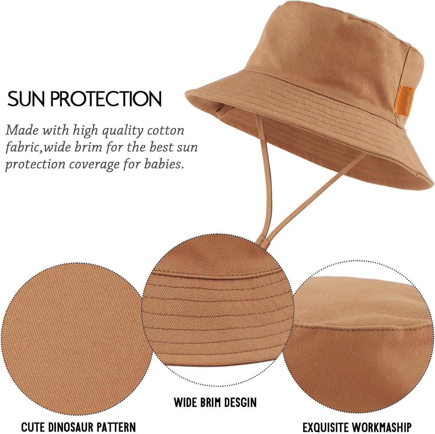 JANGANNSA Cotton Baby Sun Hat Infant Toddler Boys Girls Bucket Hats Summer Sun Protection Kids Beach Caps