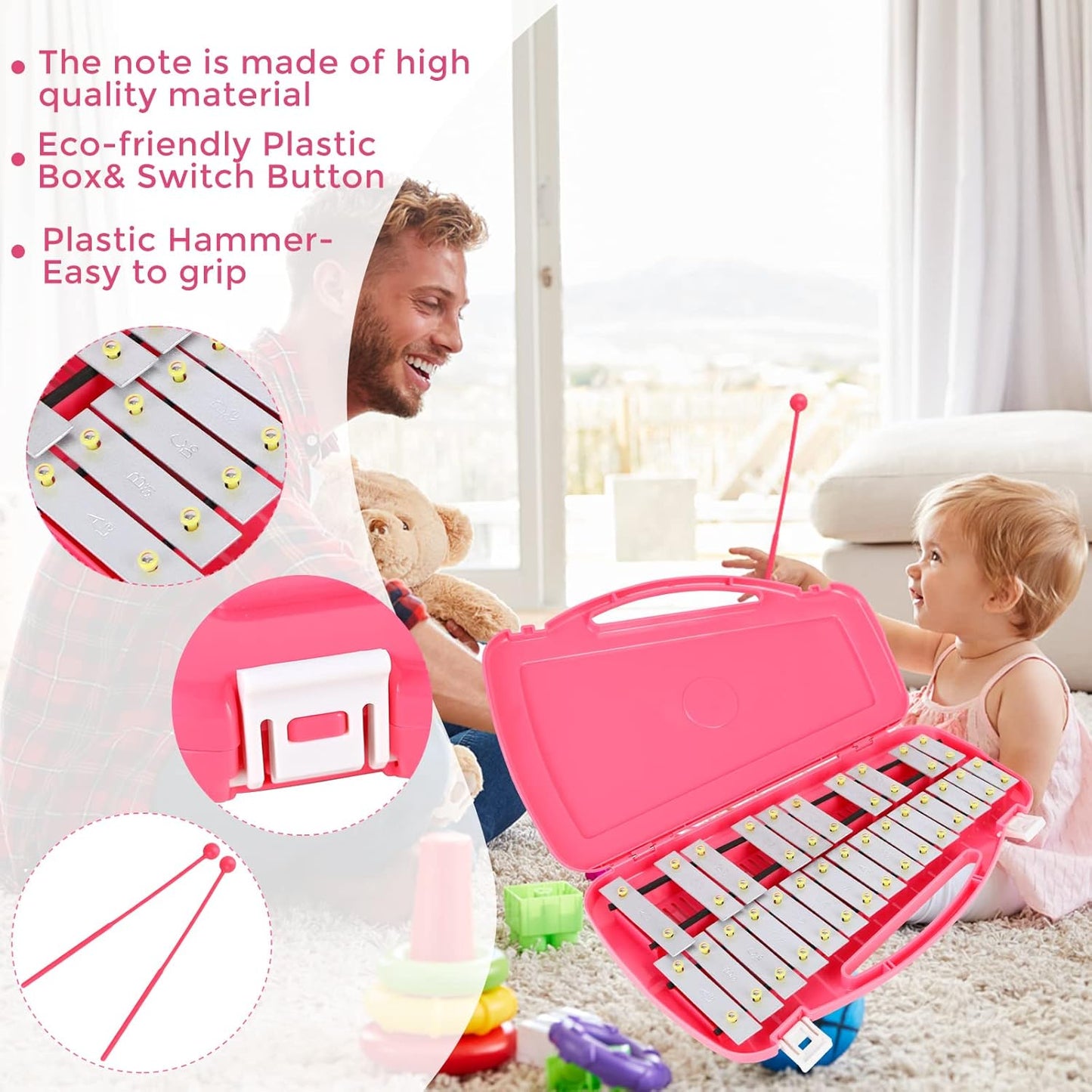 EASTROCK 25 Notes Glockenspiel Xylophone for Kids, Professional Music Teaching, Gifts