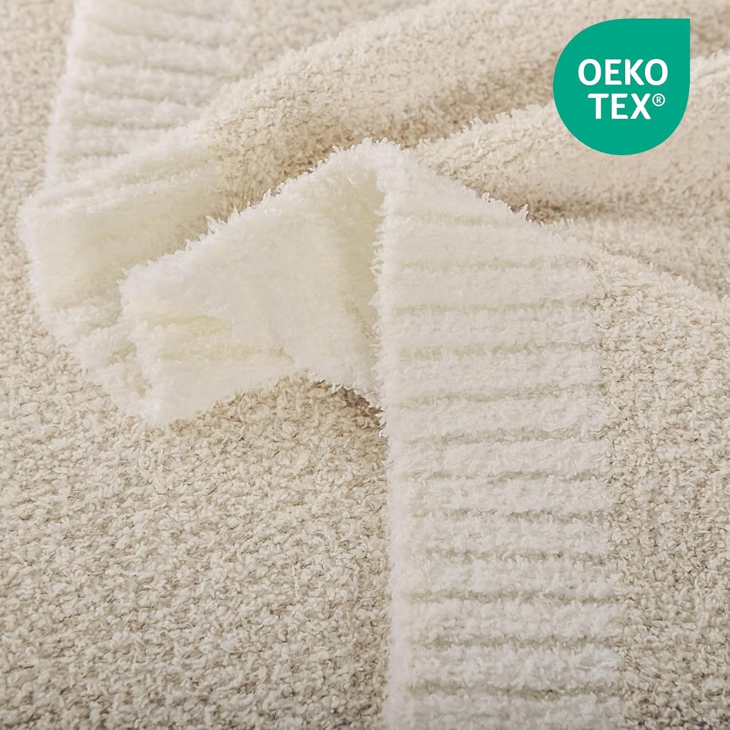 NNEXHOME PRO Soft Blanket for Women, Cozy Blanket Warm Reversible Knit Lightweight Throws for Sofa Bed, Picnic, Heather Ivory, Twin Size 60 x 80 inches