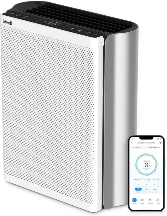 LEVOIT Air Purifiers for Home Large Room with 3-Channel Air Quality Monitor, Washable Pre-Filter, AHAM VERIFIDE, HEPA Sleep Mode for Pet, Allergy, Smoke, Dust, Alexa Control, 2655 Ft², EverestAir-P