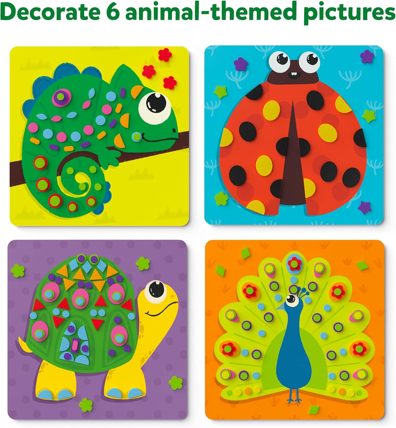 Skillmatics Foam Sticker Art Activity - Animals, Mess-Free Fun for Kids, 800+ 3D Foam Stickers, DIY Felt Craft Kits, Gifts for Boys & Girls Ages 3, 4, 5, 6, 7