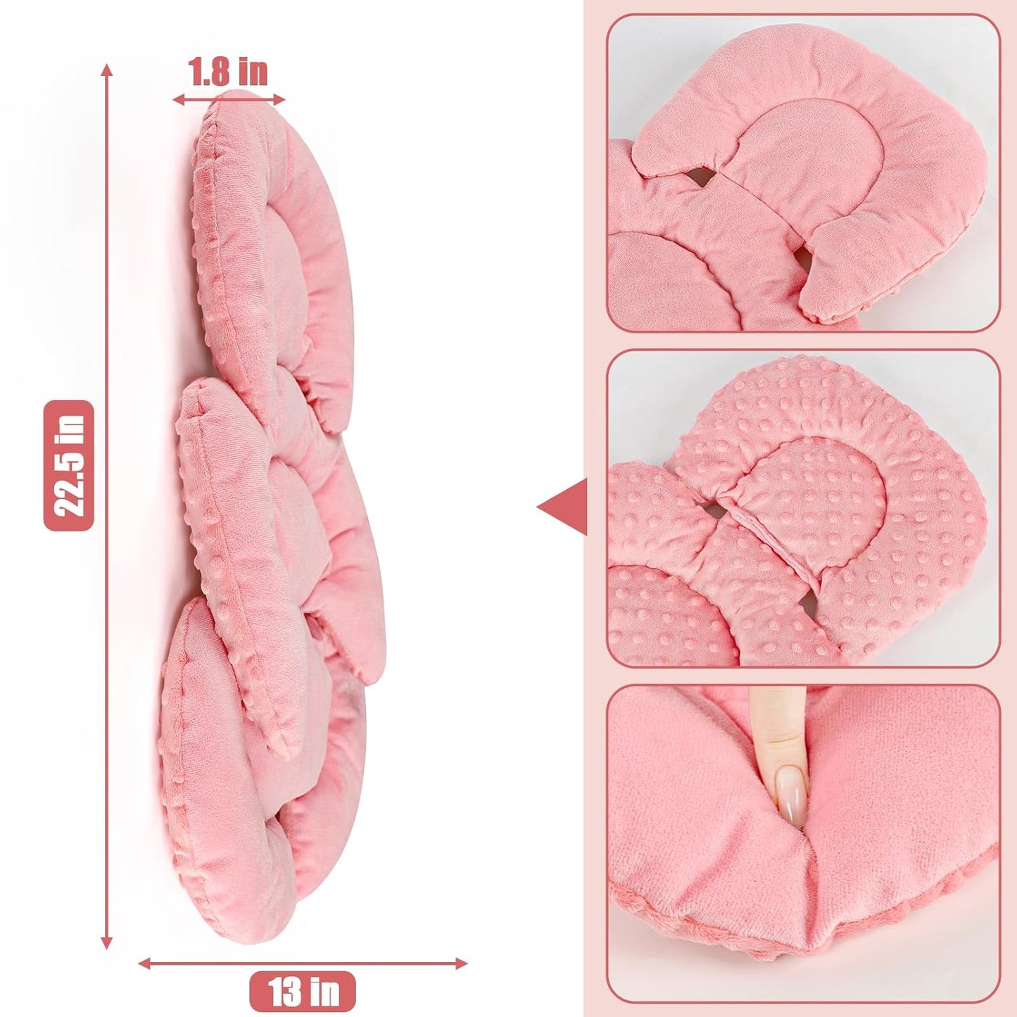 GFU Infant Car Seat Insert Head and Body Support, Reversible Newborn Insert for Carseat with Strap Pads, Soft Stroller Cushion Pillow Insert for Boys and Girls, Fits for Stroller, Swing, Red