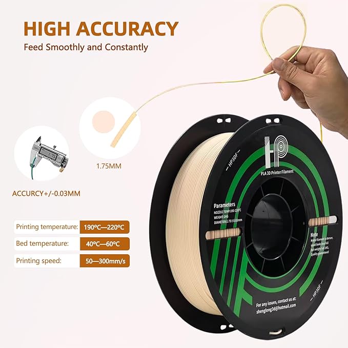 PLA Filament, 3D Printer Filament, PLA Filament 1.75mm Dimensional Accuracy +/- 0.02mm, 1KG Spool (2.2 lbs), Fit Most FDM Printer (Skin Beige)