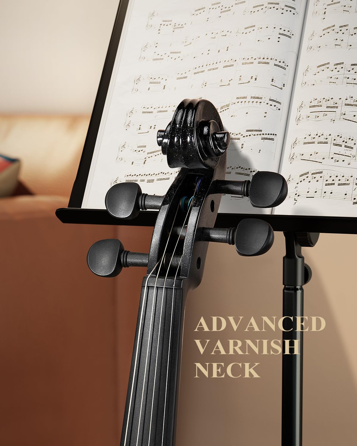 Eastar 4/4 Violin Set Full Size Fiddle Solidwood for Adults with Hard Case, Shoulder Rest, Rosin, Two Bows, Clip-on Tuner and Extra Strings, Black