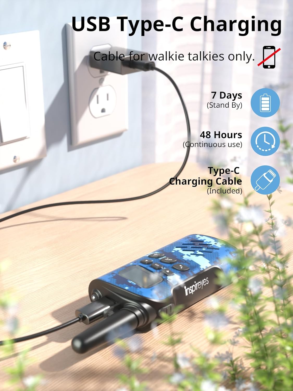 Walkie Talkies for Kids Rechargeable,Toys for Boys and Girls, 2 Pack Long Range 2-Way Radios, Birthday Gifts,Christmas Stockings, Outdoor Play, Family Games, Hiking Camping Gear