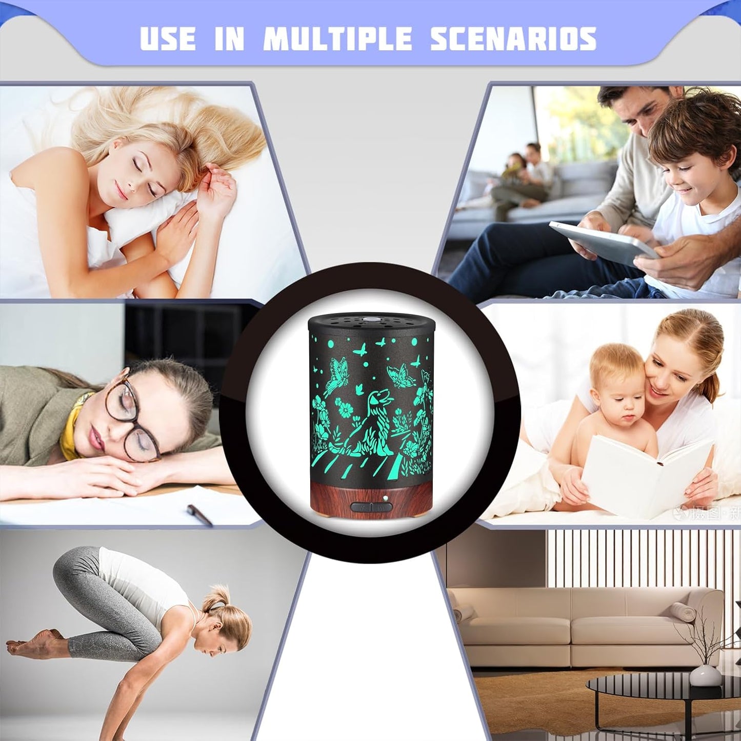 Essential Oils Diffuser,Aromatherapy Diffuser,Birthday Gifts for Women Mom Grandma,Metal Cool Mist Humidifier with 7 Colors Lights Waterless Auto Off Air Diffusers (Dogs)…