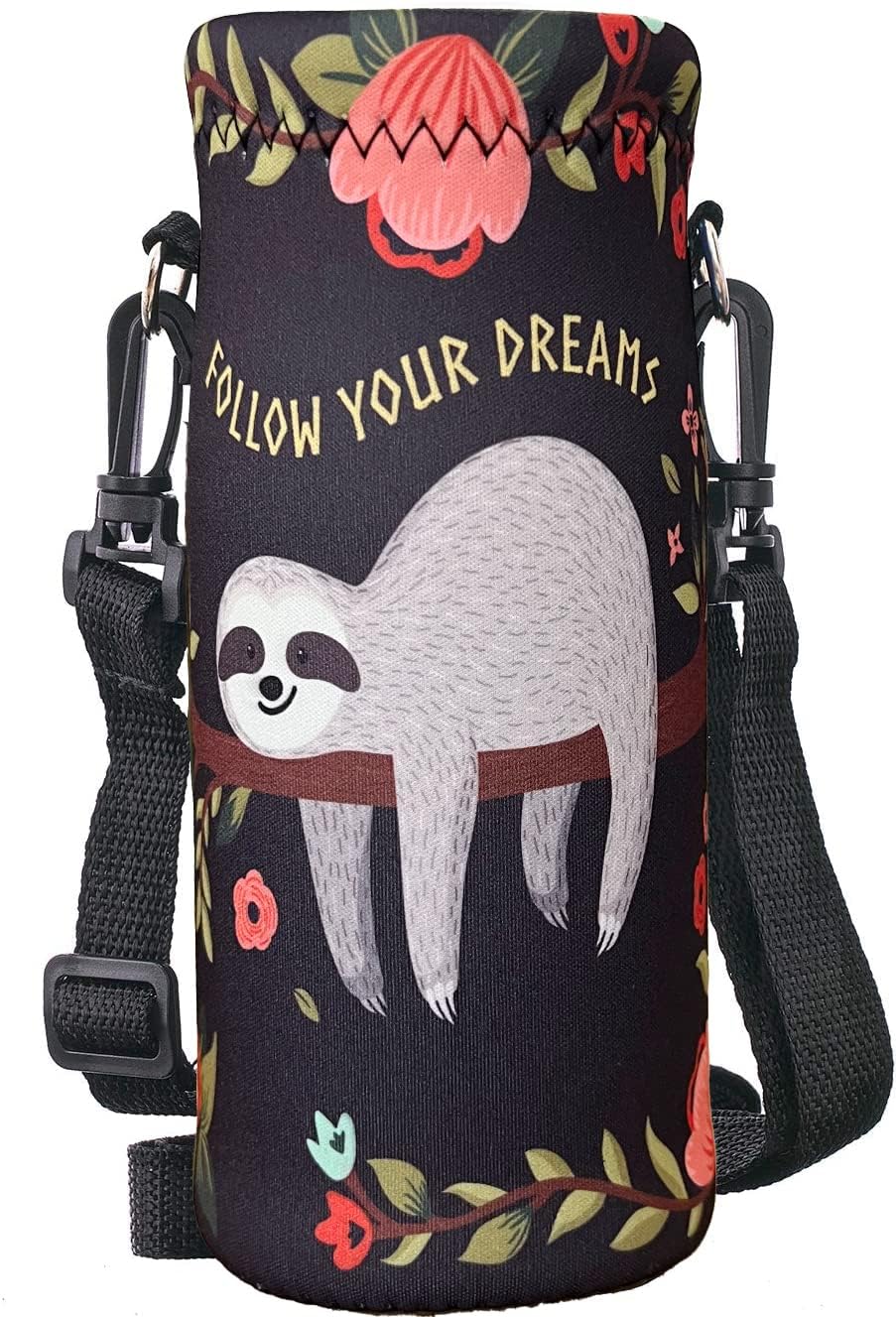 RICHEN Neoprene Water Bottle Carrier Bag with Adjustable Shoulder Strap,Insulated Water Bottle Cover for Stainless Steel/Glass/Plastic Bottles