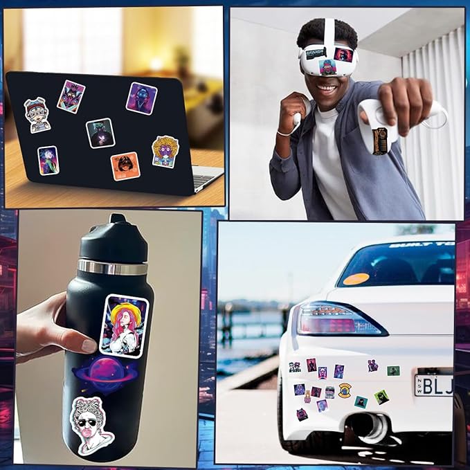 Qtl Cyberpunk Stickers - 75pcs Vaporwave Stickers for Laptop & Water Bottle - Waterproof