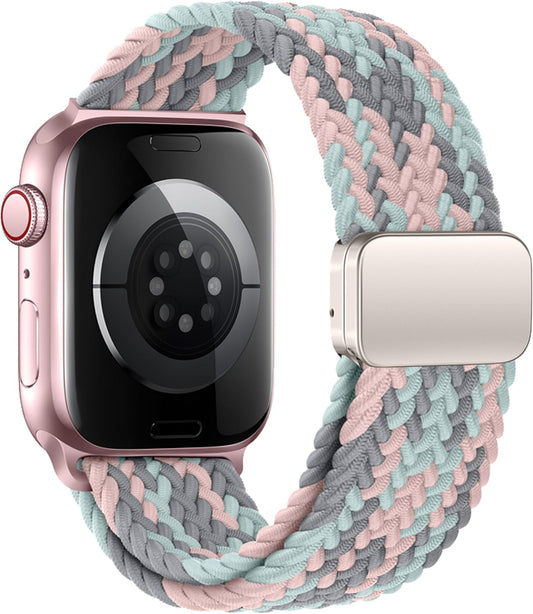 Mazoft Braided Bands With Magnetic Clasp Compatible with Apple Watch Band 38mm 40mm 41mm 42mm 44mm 45mm 46mm 49mm；Soft Nylon Sport Loop Strap for iWatch Series Ultra 2&1 10 9 8 7 6 SE 5 4 3 Women Men