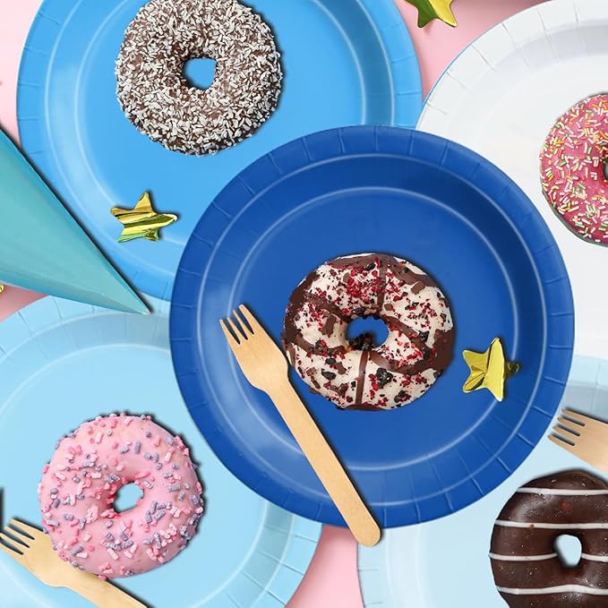 CMUSKO 150Pcs Blue Plates and Napkins-Light Blue Party Supplies Gradient Blue Disposable Tableware Serves 50 for Birthday,Baby Shower,Wedding