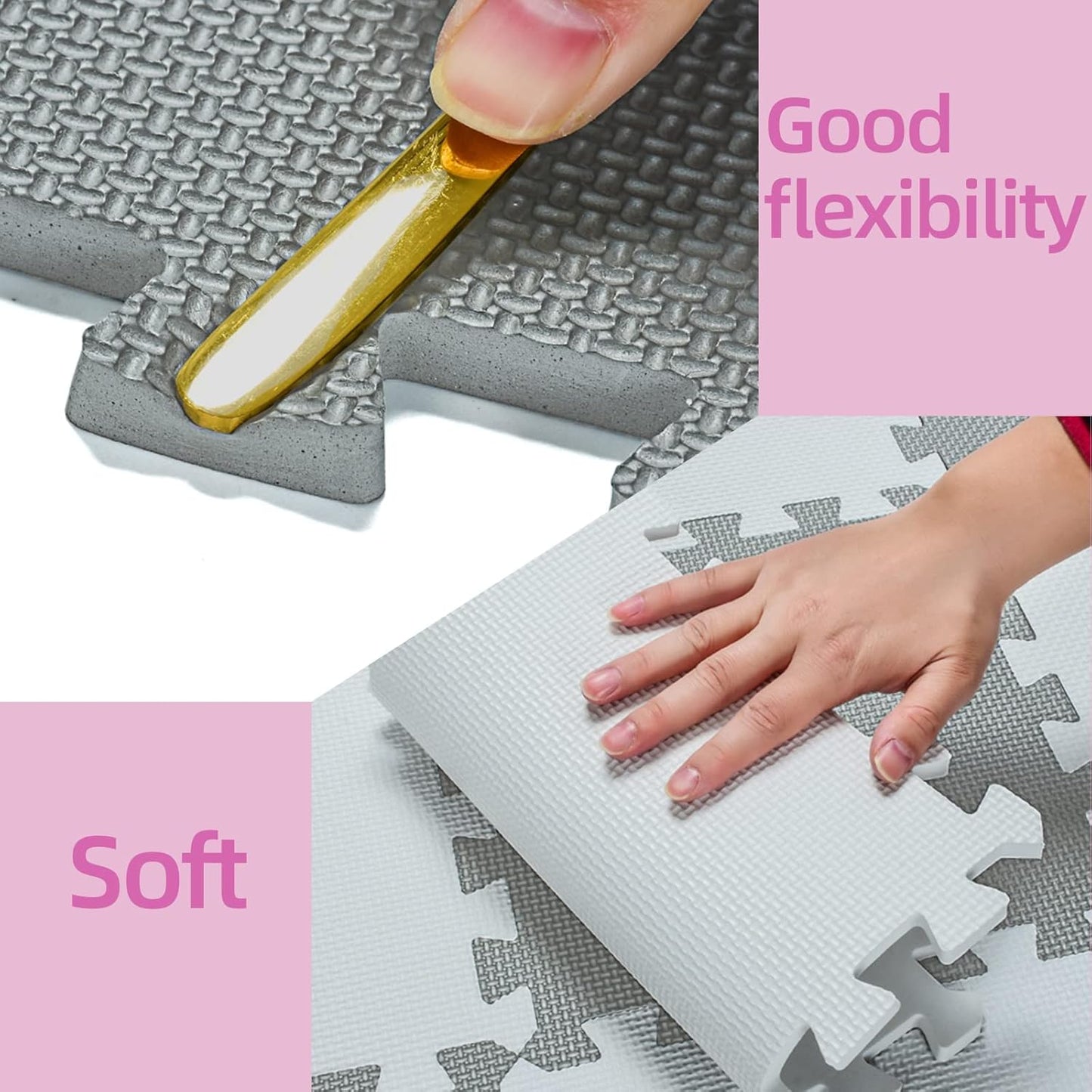 qqpp EVA 18 Tiles Baby Play Mat for Playing, Interlocking Foam Floor Mats for Tummy Time & Crawling, Puzzle Flooring Tiles with Animals Laser Pattern for Kids. QL-11(ACL) b18N