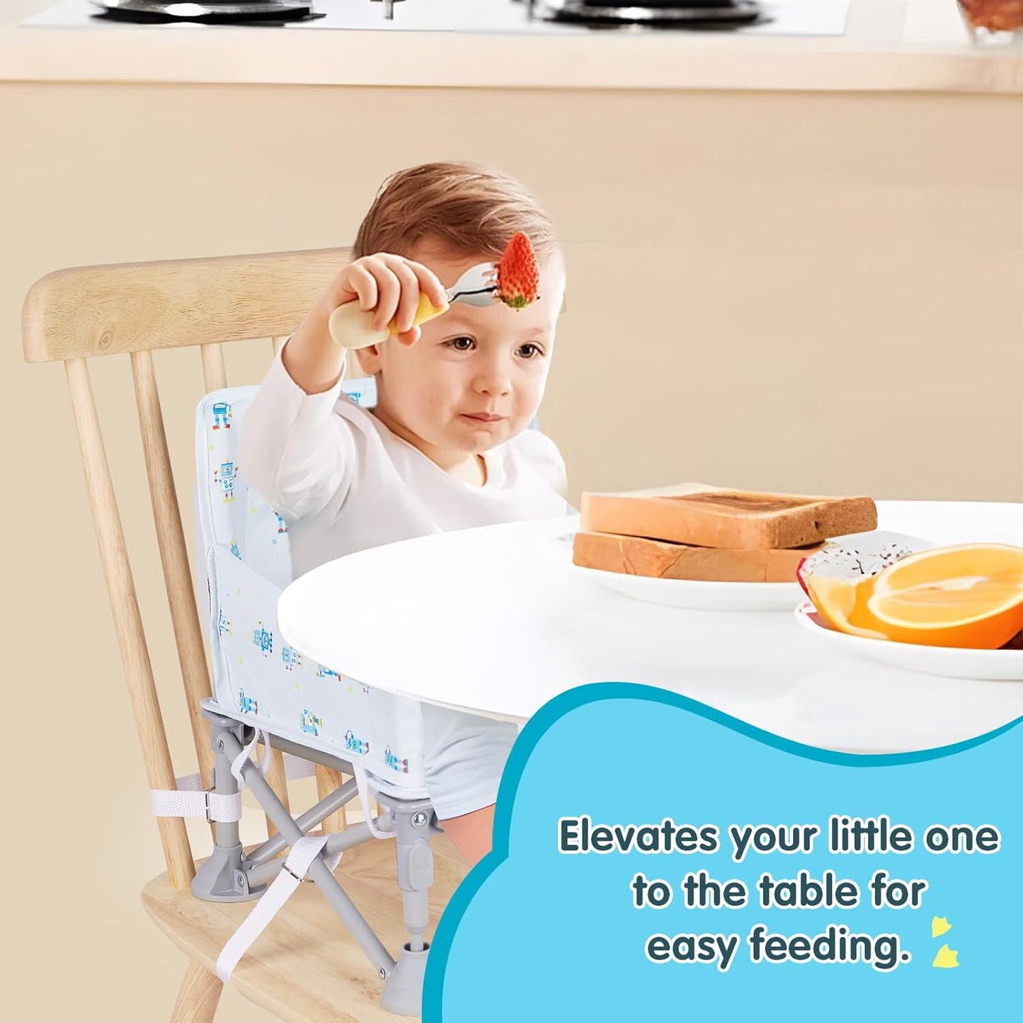 Portable Baby Booster Seat with Tray, Toddler Booster seat for Dining, Camping, Travel, Baby Beach Chair 6 Months to 3 Years Old Indoor Outdoor Use CH2405