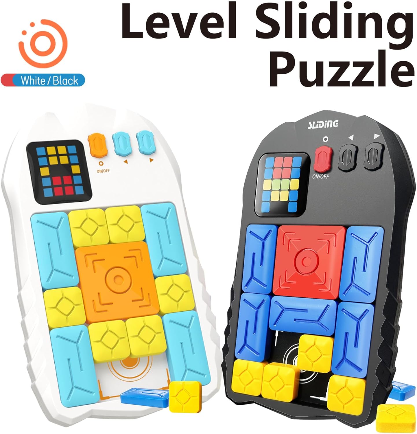 Super Slide Puzzle Game - 500+ Levels Brain Teaser | Electronic Sliding Puzzle Toy for All Ages | Fun Unblocking Logic Game for Kids & Adults (Classic-White)