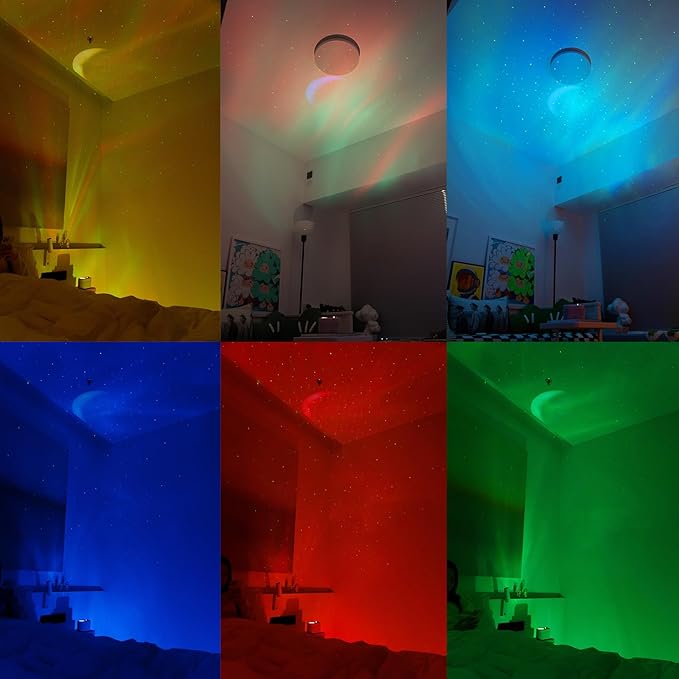 Northern Lights Projector, 7 Colors Galaxy Projector for Bedroom, LED Night Light Aurora Projector with Bluetooth Speaker, White Noise, Kids Night Light for Room Decor & Gift for Kids Birthday