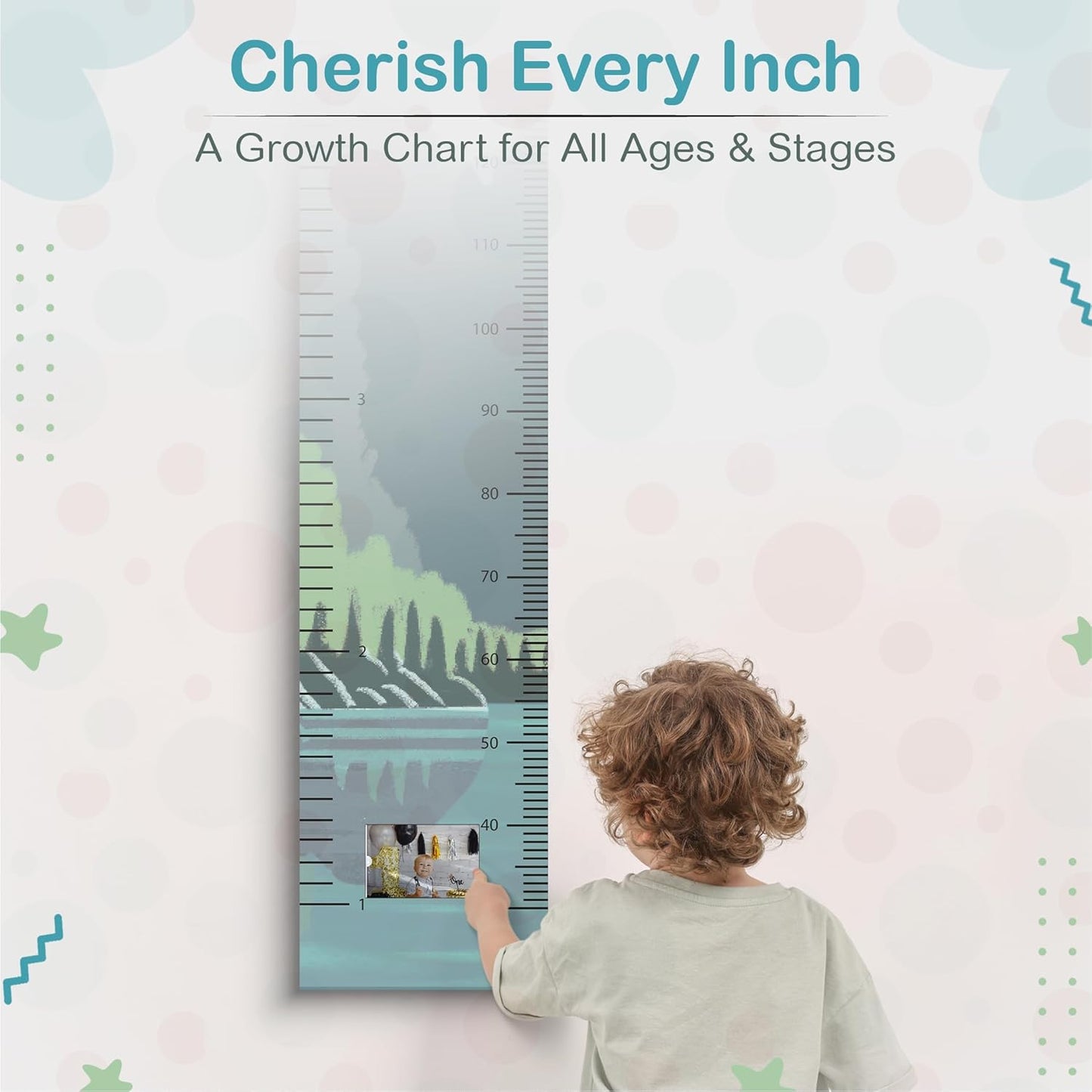 A Lifetime Story Growth Chart for Wall - Personalized for Photos, Photo Stickers, and Memory Album Feature - Height Chart for Kids - Child Height Wall Chart - Height Measurement for Wall