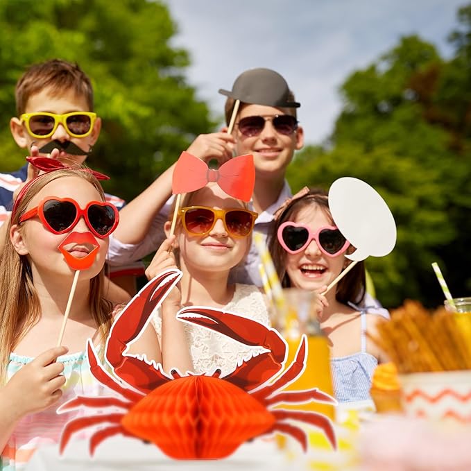 Jetec 6 Pcs Tissue Crab Lobster Honeycomb Centerpiece Hanging Crab Lobster Party Decorations Table Decor for Summer Sea Animal Beach Birthday Party Supplies(Crab)
