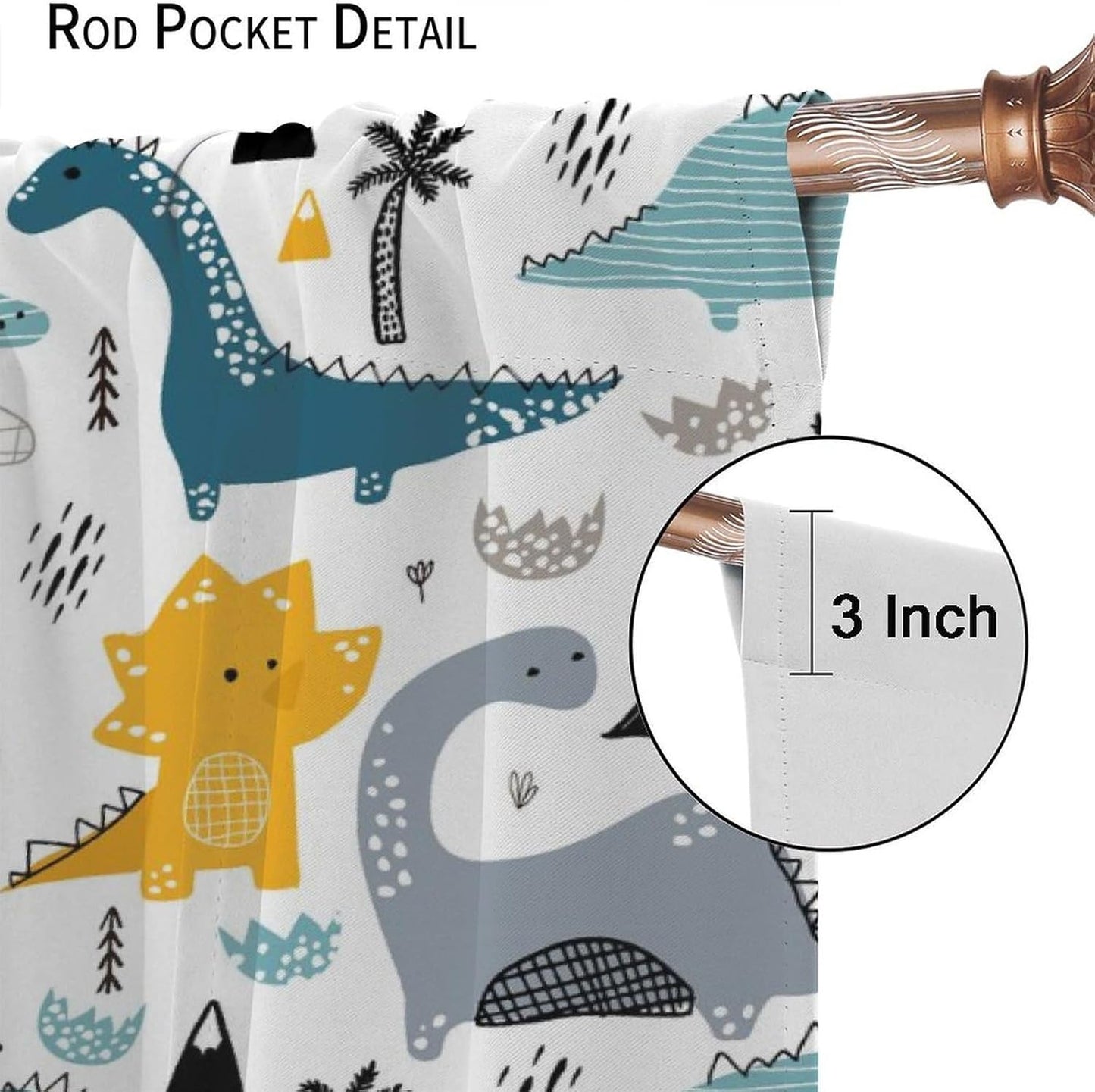 Kids Dinosaur Curtains for Boys Girls Bedroom Decor Cartoon Dino Colorful Cute Funny Wildlife Animal Printed Blackout Rod Pocket Window Drapes for Baby Nursery Playroom Living Room W21xL45in Decor