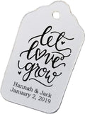 Let Love Grow Personalized CardStock Favor Tag Sets of 25 Tags (Small 2" x 1 1/8") Wedding Shower Baby