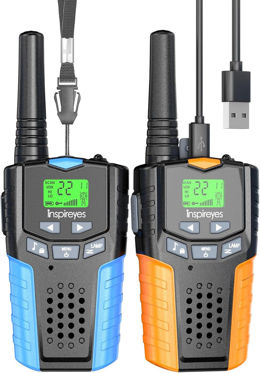 Walkie Talkies for Kids Rechargeable,Toys for Boys and Girls Ages 3-12, 2 Pack Long Range 2-Way Radios, Birthday Gifts,Christmas Stockings, Outdoor Play, Family Games, Hiking Camping Gear