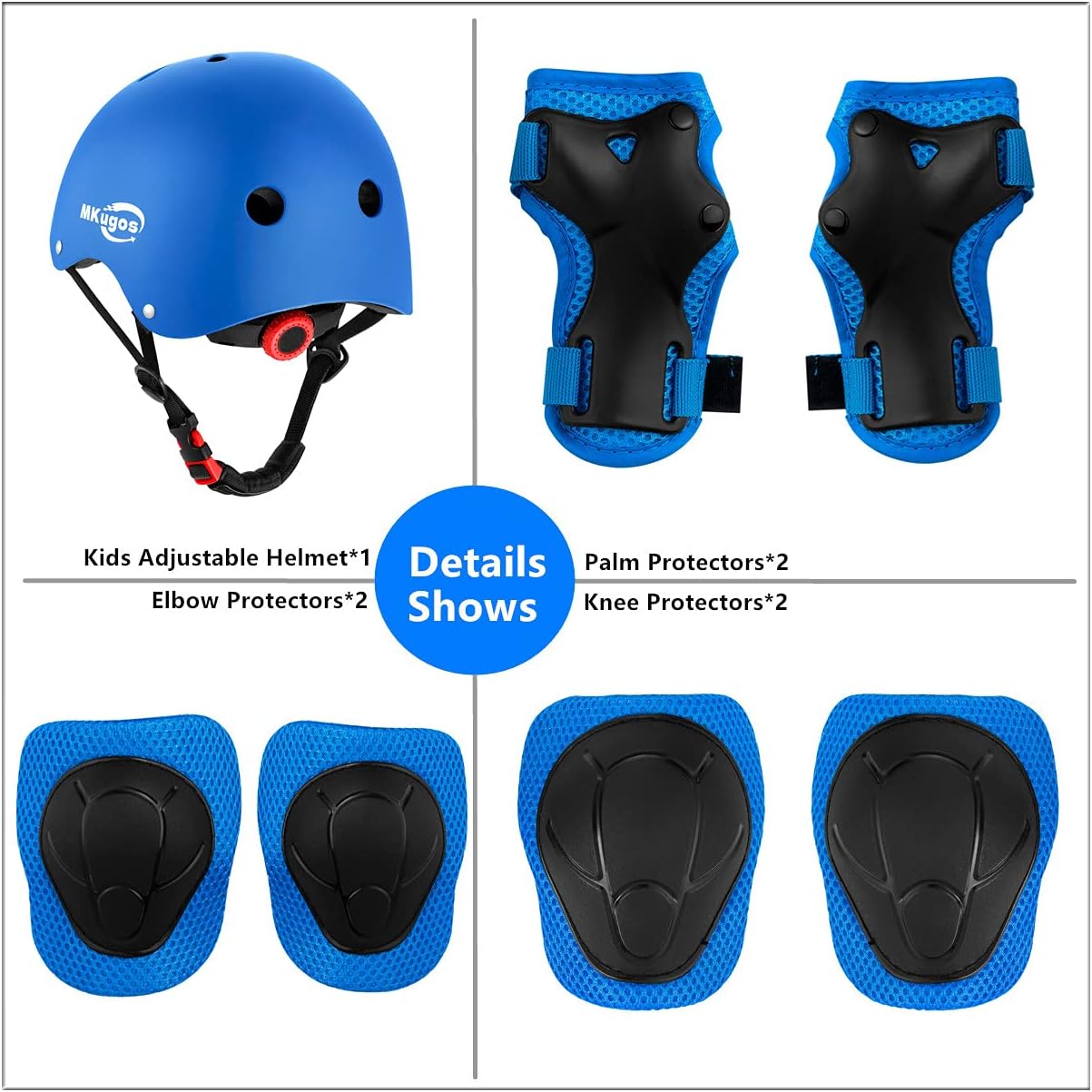 Kids Bike Helmet for Ages 2-14, Adjustable Safety Toddler Helmet with Protective Gear Set, Skateboard Scooter Helmets with Knee Elbow Pads Wrist Guards