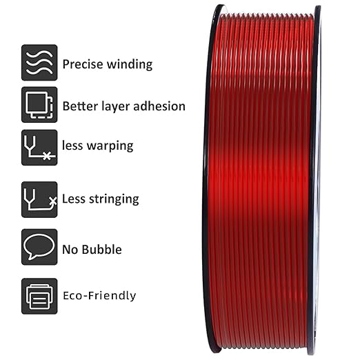 Geeetech TPU Filament 1.75mm, 1KG (2.2lbs) Spool – 95A Flexible 3D Printer Filament with High Elasticity, Dimensional Accuracy ±0.03mm, Fits Most FDM Printers, Clear Red
