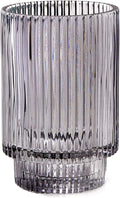 Serene Spaces Living Smoke Ribbed Glass Votive Holder, Perfect for Weddings and Home Décor, Measures 5" Tall and 3.25" Diameter