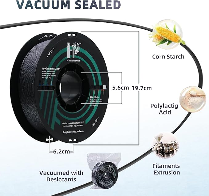 3D Printer Filament Galaxy Black 1KG,Shiny PLA Filament 1.75mm, Dimensional Accuracy+/-0.02mm, 1KG Spool (2.2 lbs), Fit Most FDM Printer(Galaxy Black)