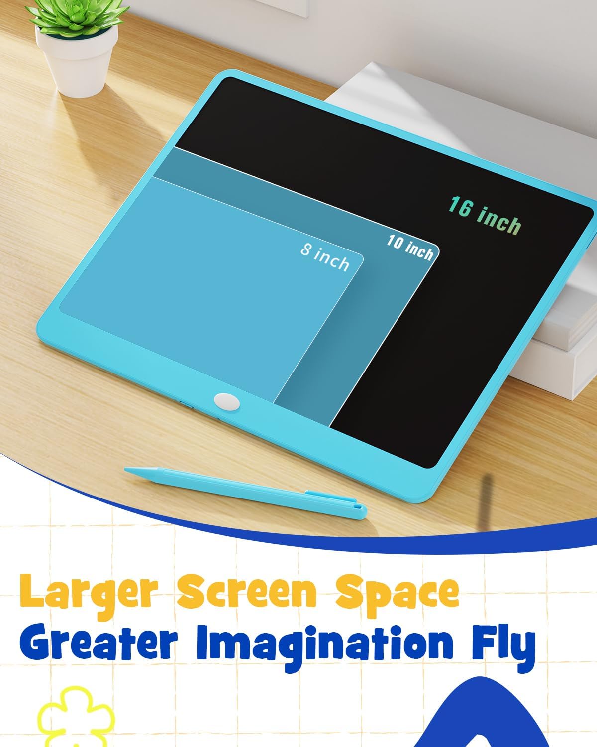 TEKFUN Birthday Gifts for Kids, 16inch LCD Writing Tablet Drawing Board, Teen Girl Boy Gifts Age 10 and Up, Birthday Gifts for All Age Groups, Erasable Writing Tablet for Business Meeting (Blue)