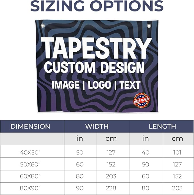 Personalized Tapestry by DreamController | Custom Wall Hanging for Home & Events | Add Your Photo, Text, or Logo | HD Printed Fabric | Made in the USA