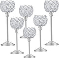 Crystal Candle Holders Set of 16 for Wedding Centerpieces Gold Or Silver Candle Holders Bulk Decorative Tealight Candle Holder for Wedding, Party,Table Centerpieces Decoration (Silver, 2 Sets(6 Pcs))