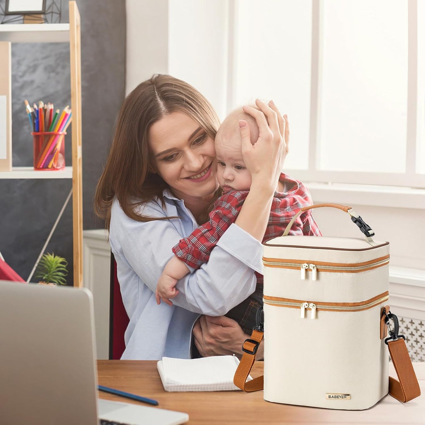 Breastmilk Cooler Bag with Ice Pack Fits 6 Baby Bottles Up to 9 Ounce