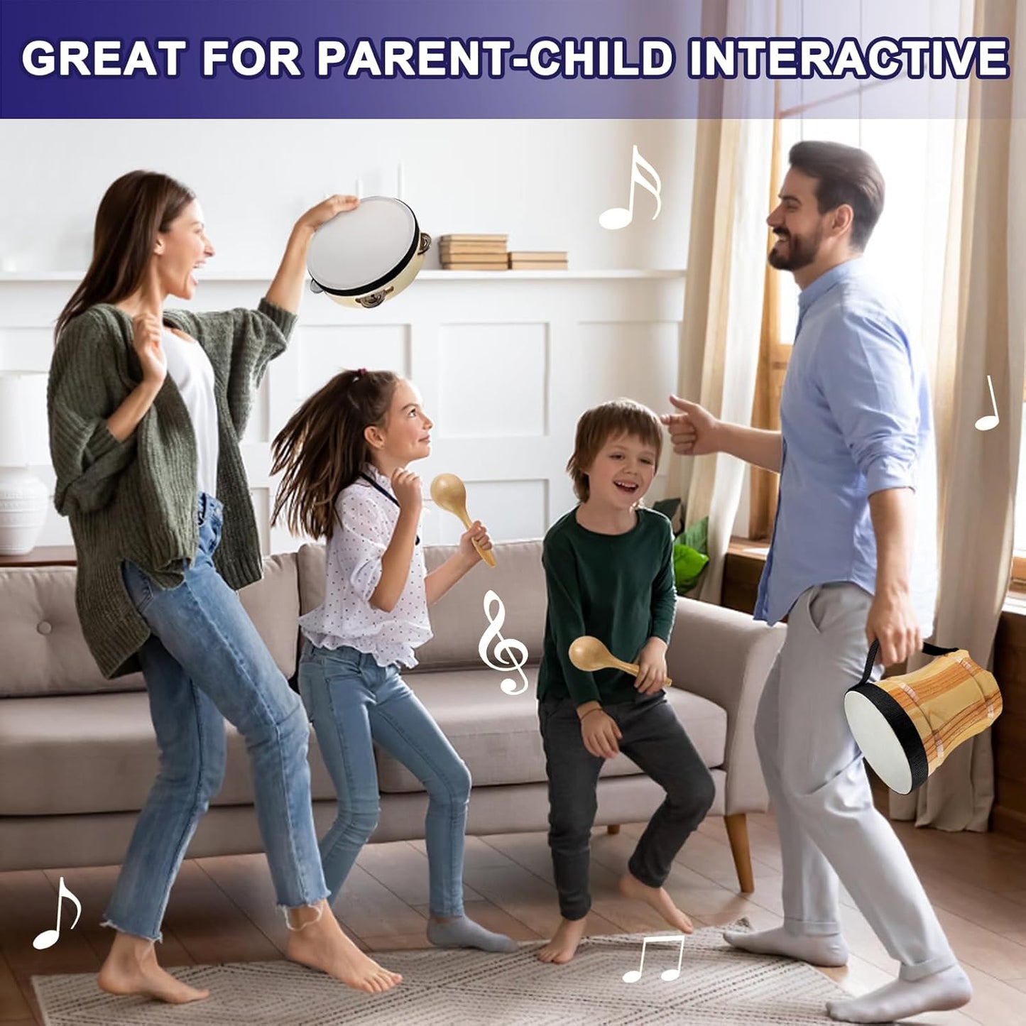 LOOIKOOS Toddler Musical Instruments for Kids Ages 5-9 Montessori Toys for Toddlers 3-5 Wooden Percussion Instruments Drum set for Kids Gifts