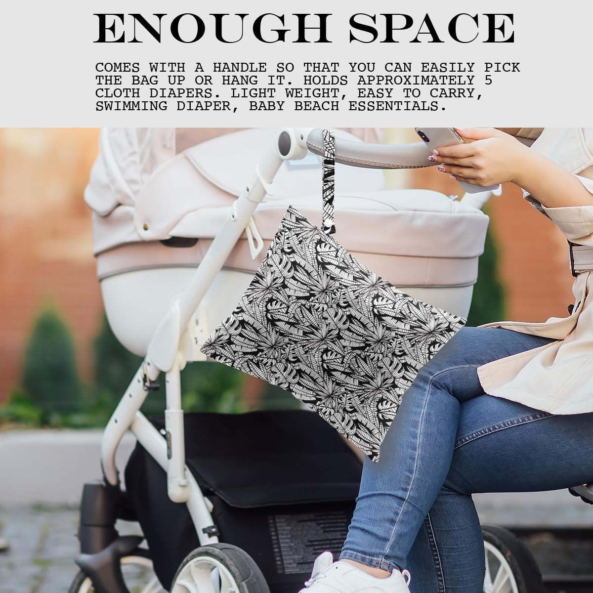 Wet Bag, Wet Dry Bag, Wet Bag for Swimsuit, Travel, Beach, Pool, Diapers, Dirty Yoga Gym Clothes, Makeup Bag, Waterproof Tropical Palm Leaves Decor Jungle Palm Leaf Favors