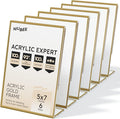 NIUBEE 6 Pack 5 x 7 Acrylic Gold Frame, Slanted Back Table Sign Holder for Wedding Table Numbers, Restaurant Signs, Photos and Art Display Visit the Store