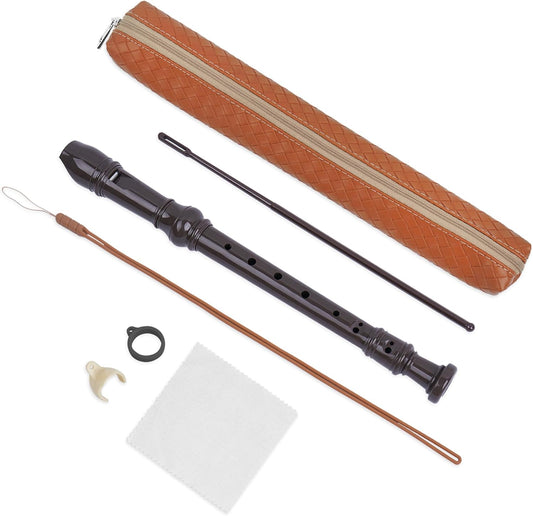 Recorder Instrument for Beginner Adults,8-Hole Soprano Descant Recorder Music Flute with Cleaning Rod & Case Bag For Home Entertainment(6-Woven Brown)