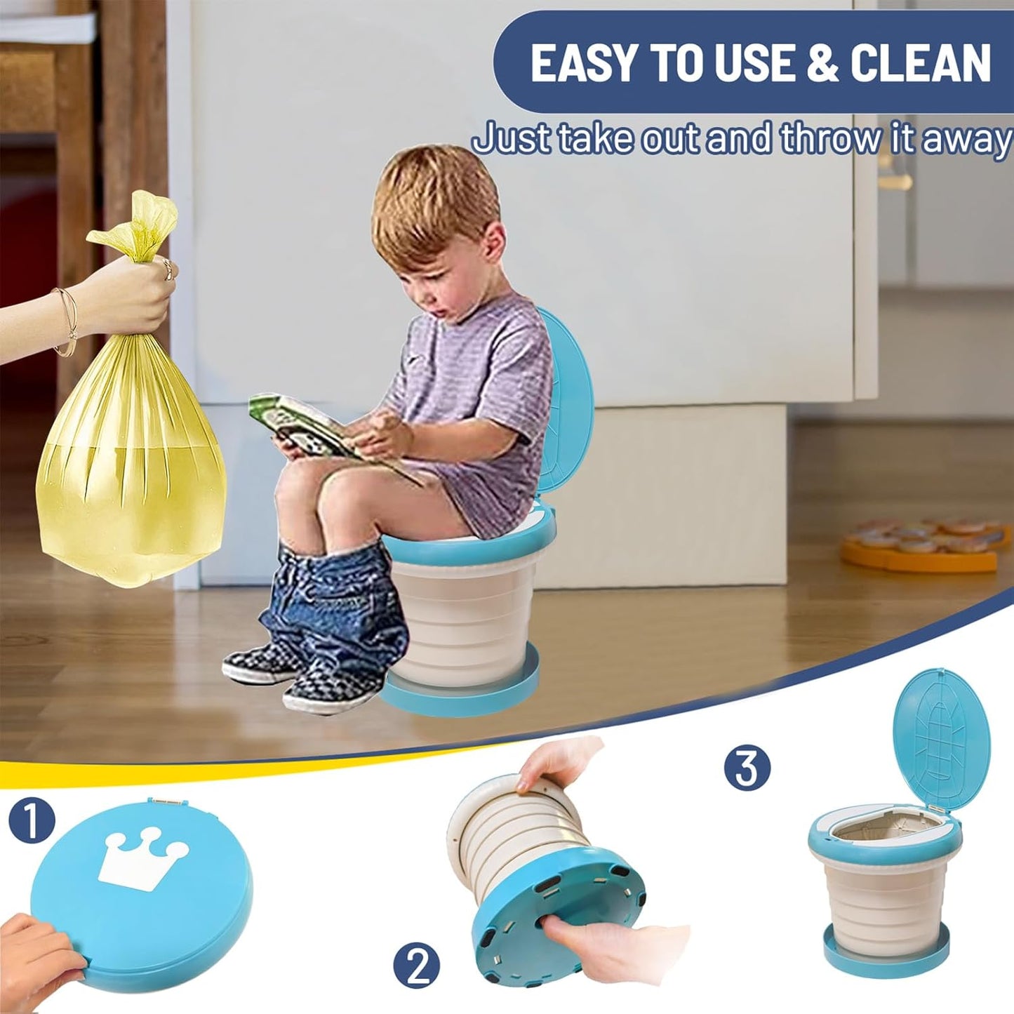 SunnySmile Travel Potty for Toddler, Portable and Foldable Toilet, Apply to Seat Emergency Toilet for Car, Camping, Outdoor, Indoor (green, large)