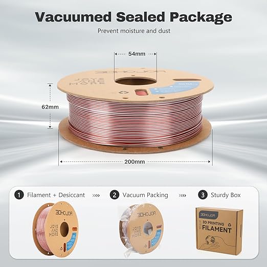Silk PLA Filament 1.75mm Gold Silver Copper Triple Color PLA 3D Printer Filament 3 in 1 Coextrusion 1KG Spool(2.2lbs) 3D Printing Filament Dimensional Accuracy +/- 0.03mm