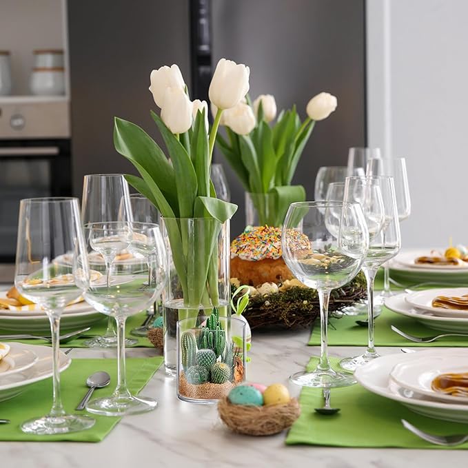 8 Pack Glass Cylinder Vases 4,6,8,10 Inch Tall Clear Flower Vase Hurricane Floating Candle Holder for Table Centerpiece Wedding Home Decor