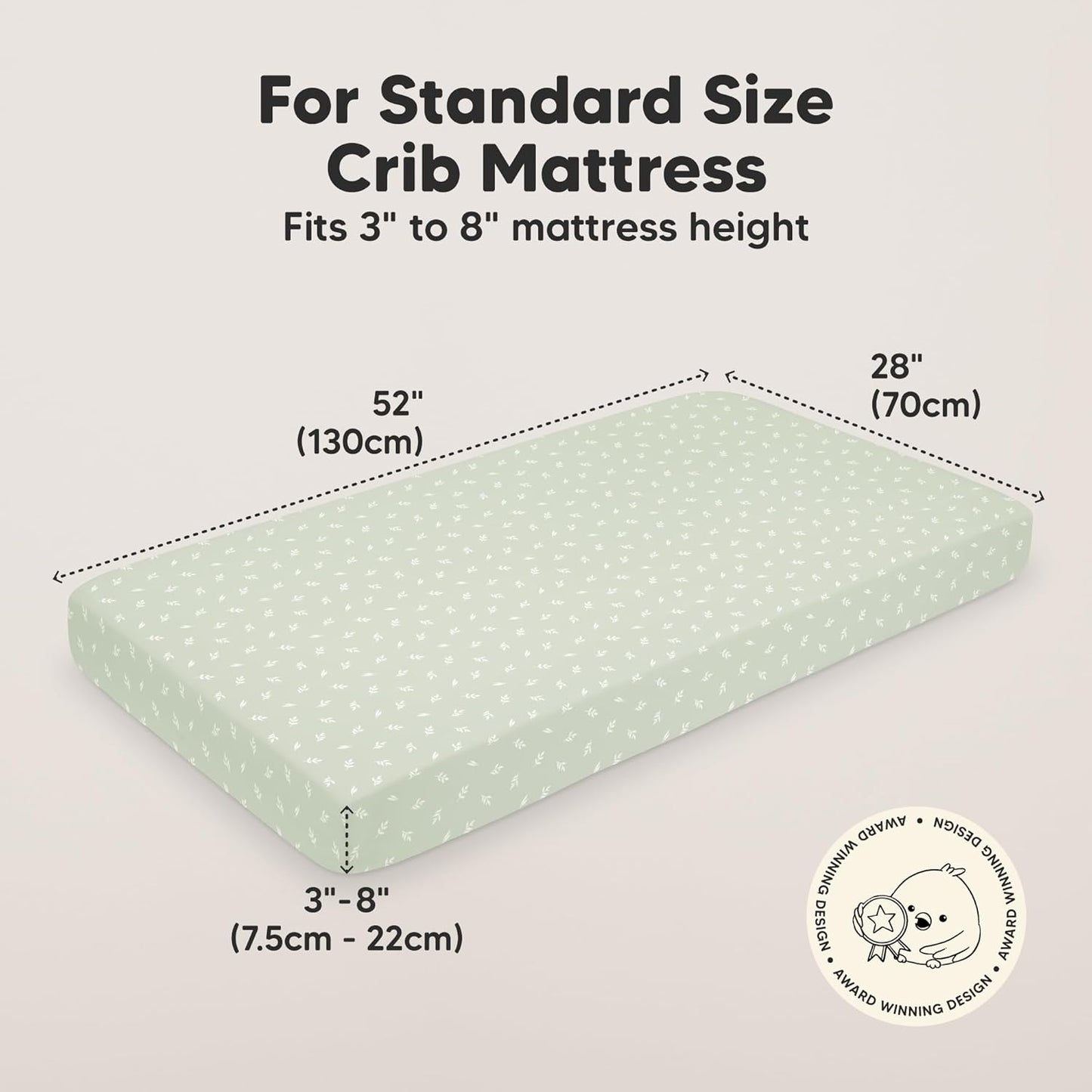 KeaBabies 2-Pack Organic Crib Sheets for Boys, Girls - 52x28 Fitted Crib Mattress Sheet Neutral, Breathable Jersey Cotton Cover for Baby Bed, Toddler Mattress, Soft & Cute Prints (Herb)