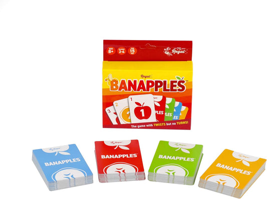 Regal Games Banapples Fun Card Game Set for Kids, Teens & Adults - 2-4 Player Card Games - Fun & Travel Playing Cards for Game Night (4 Decks, 40 Cards Each)