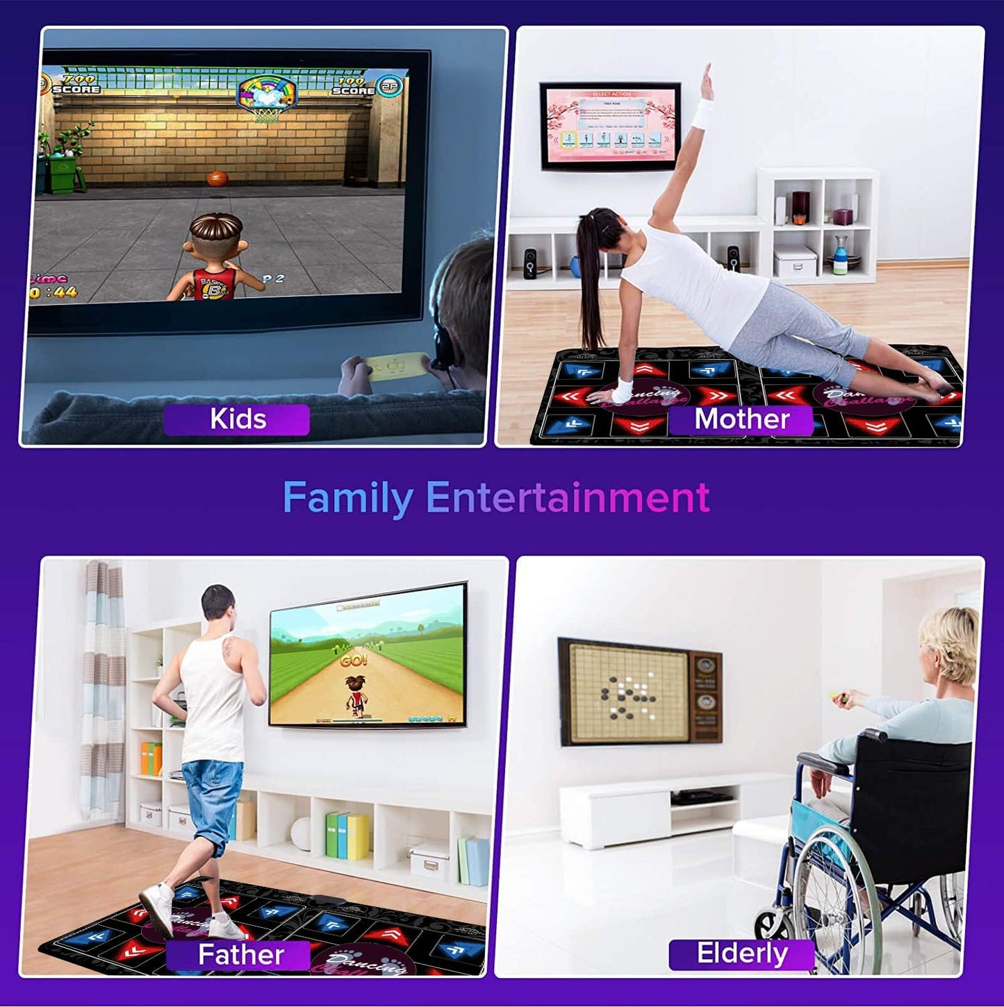 Music Dance Mat for Kids & Adults,Ideal for Fitness Dance Games,899 Games,64GB Memory Card,75 Music Videos,650 Songs.for TV use,Made of Premium Flannel,a Luxurious Gift for Children