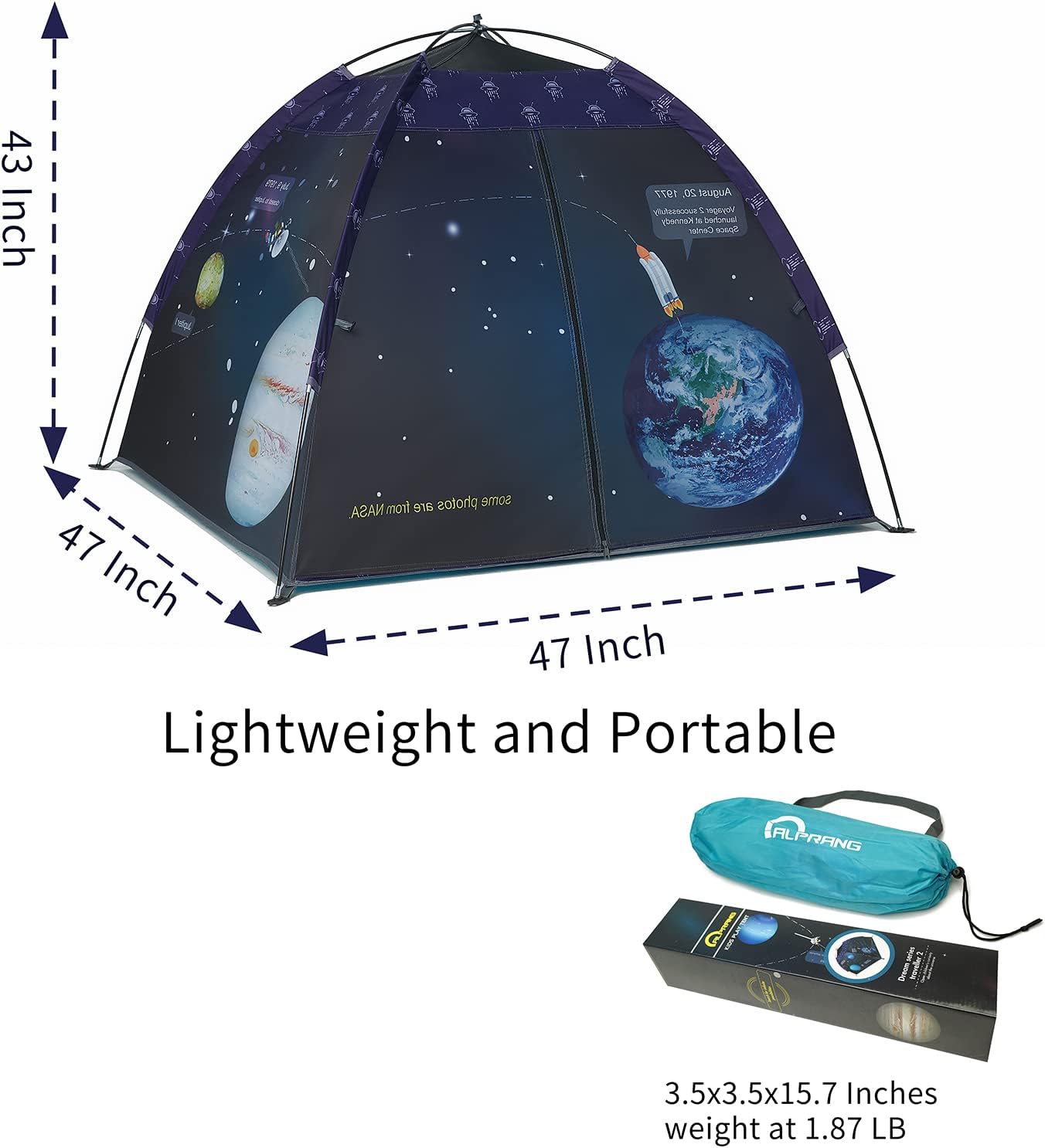 Space World Play Tent Galaxy Dome Playhouse for Boys and Girls Imaginative Play-Astronaut Space for Kids Indoor and Outdoor Fun, Perfect Kid’s Gift- 47" x 47" x 43"