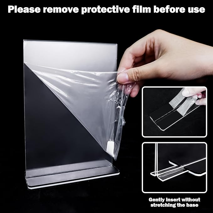 Acrylic Sign Holder 5 x 7, 24 Pack Clear Double-Sided Acrylic Display Stand for Vertical Tabletop Use, Perfect for Menus, Flyers, and Paper in Restaurants, Hotels, Office