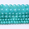 Blue Jade Stone Beads Gemstone Round Crystal Energy Jade Beads Stone Beads for Jewelry Making DIY Bracelet Necklace Jewelry Making 1 Strand 15.5inch 45PCS 8MM