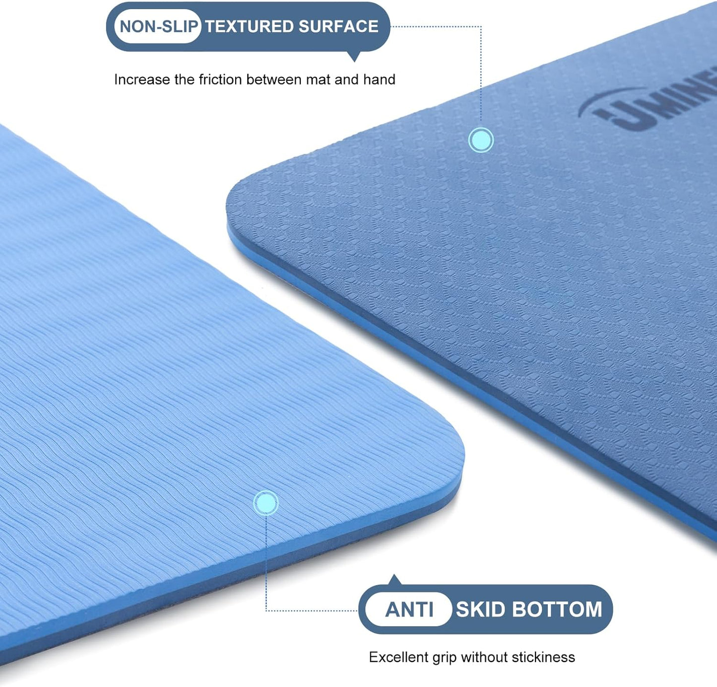 UMINEUX Yoga Mat Extra Thick 1/3'' & 2/5" Non Slip Yoga Mats for Women Eco Friendly TPE Fitness Exercise Mat with Carrying Sling & Storage Bag