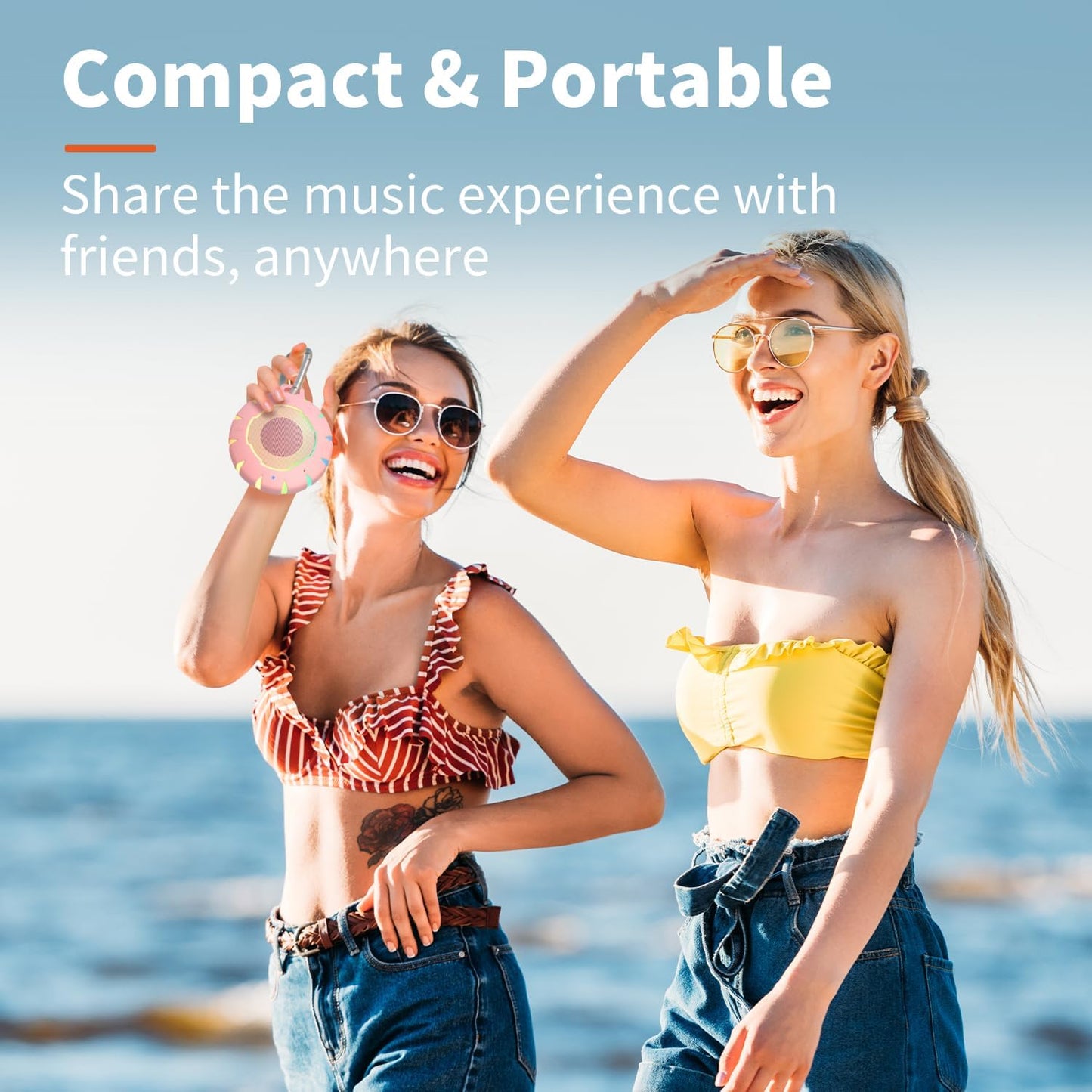 HEYSONG Waterproof Shower Bluetooth Speaker, Durable & Portable with Clear Sound, Ideal for Shower, Pool, Beach & Kayaking – Great Gift for Girls, Women