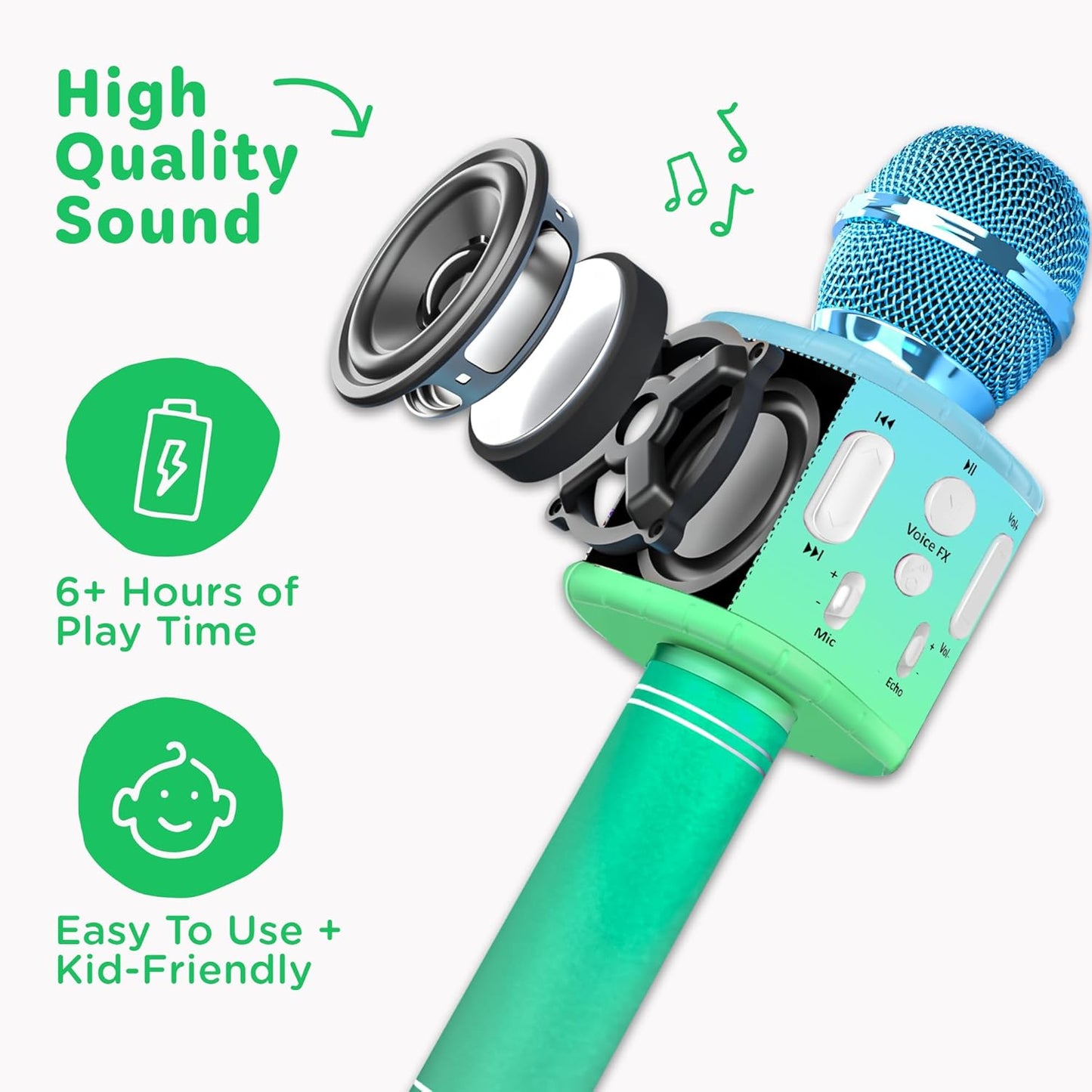 Move2Play, Kids Karaoke Microphone | Includes Pre-Loaded Songs & Bluetooth | Kids Birthday Party Gift | Toy for All Ages 2, 3, 4, 5, 6+ Year Old Girls, Boys & Toddlers