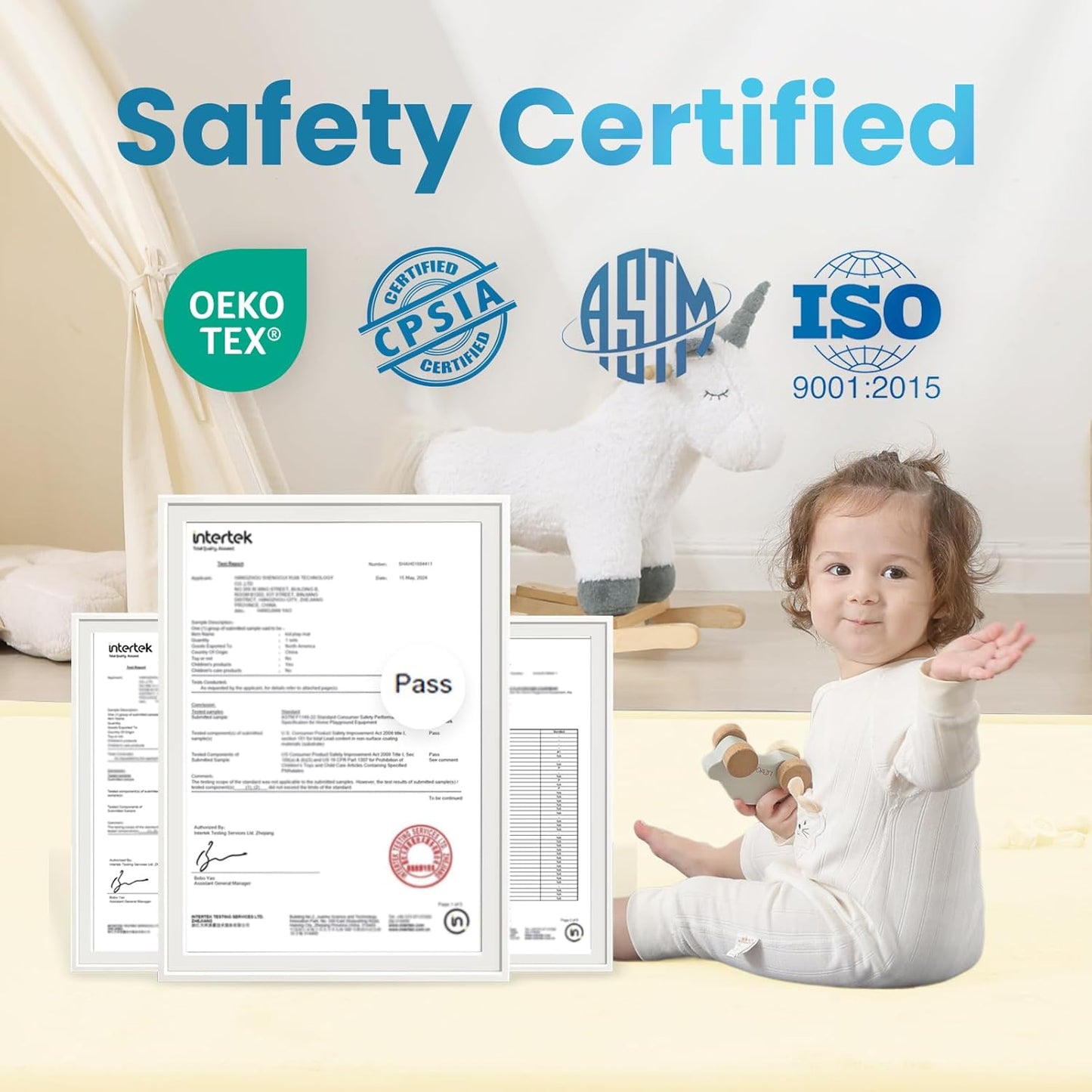 Ultra Soft Baby Play Mat,1.3" Thick Elasti-Foam Tummy Time Mat for Infants,Toddlers,Kids,Water-Repellent Coral Fleece Nursery Rug,Non-Slip Safe for Crawling&Hardwood Floors(Ivory)